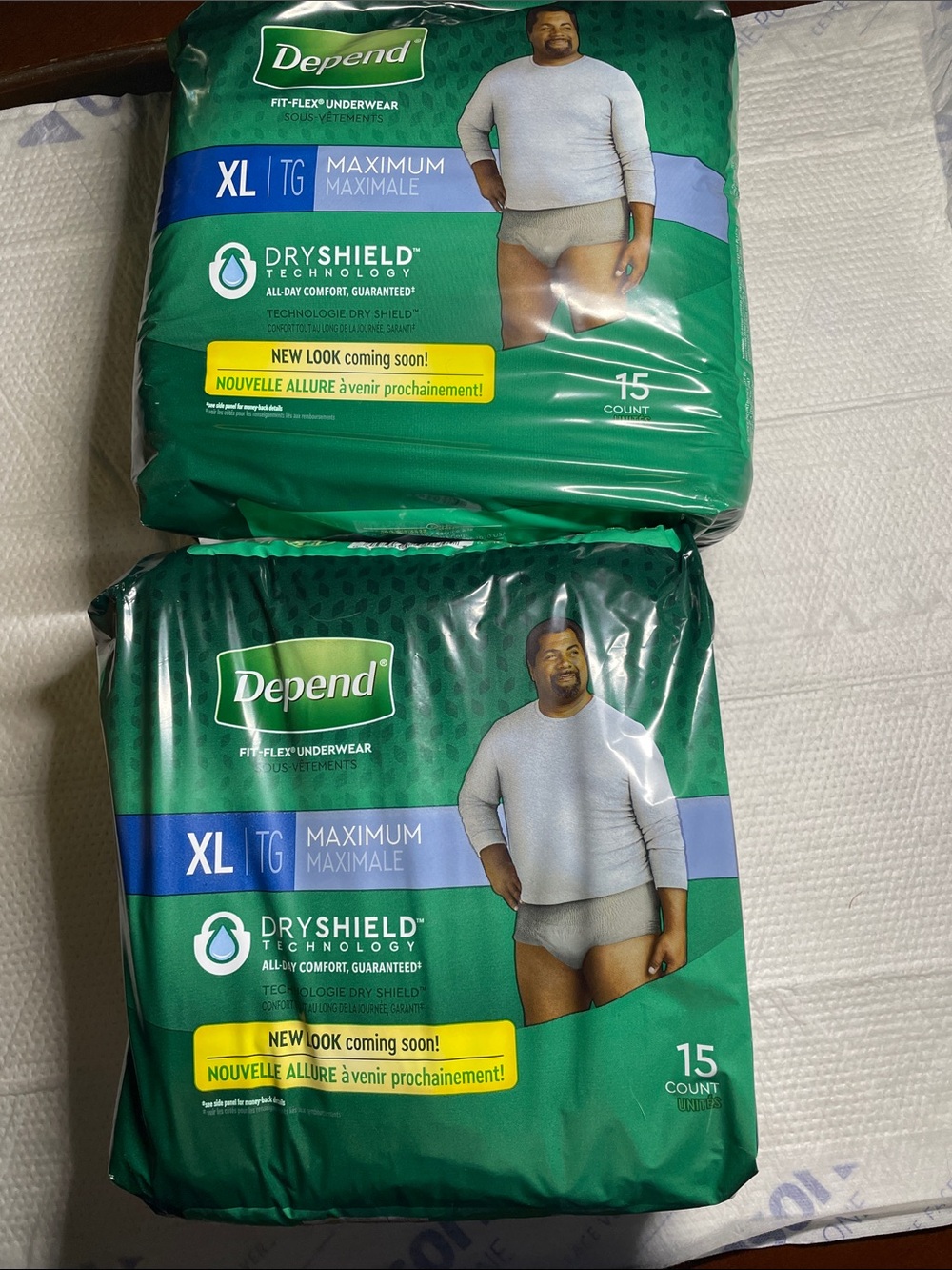 Men's XL Maximum Absorbency Fit-Flex Underwear - 2 packages 15 count each
